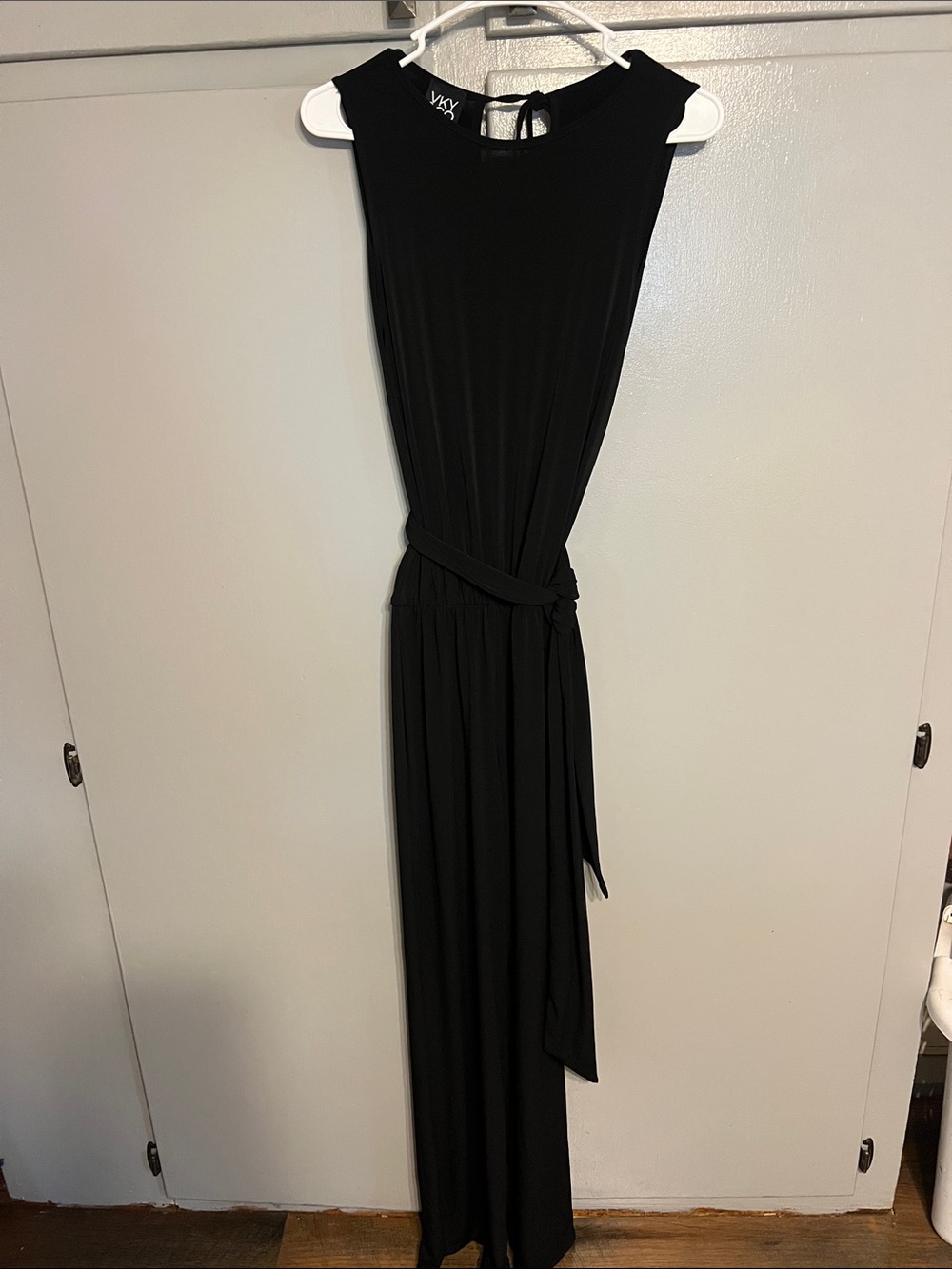 Sleeveless Black Jumpsuit with Waist Tie